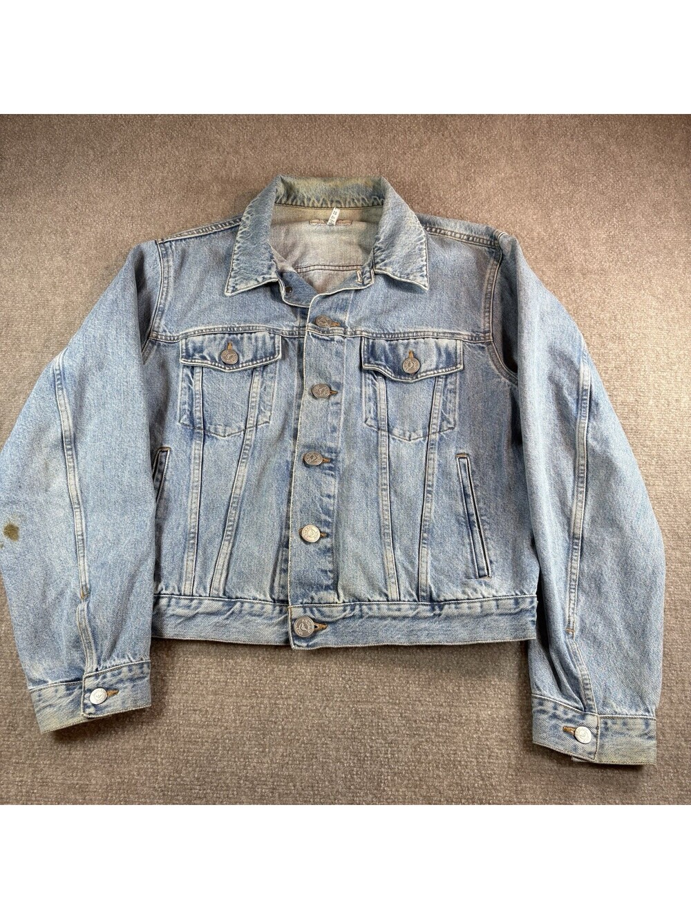 Vintage Armani Jeans Denim Trucker Jacket Size 36 Boxy Made In Italy